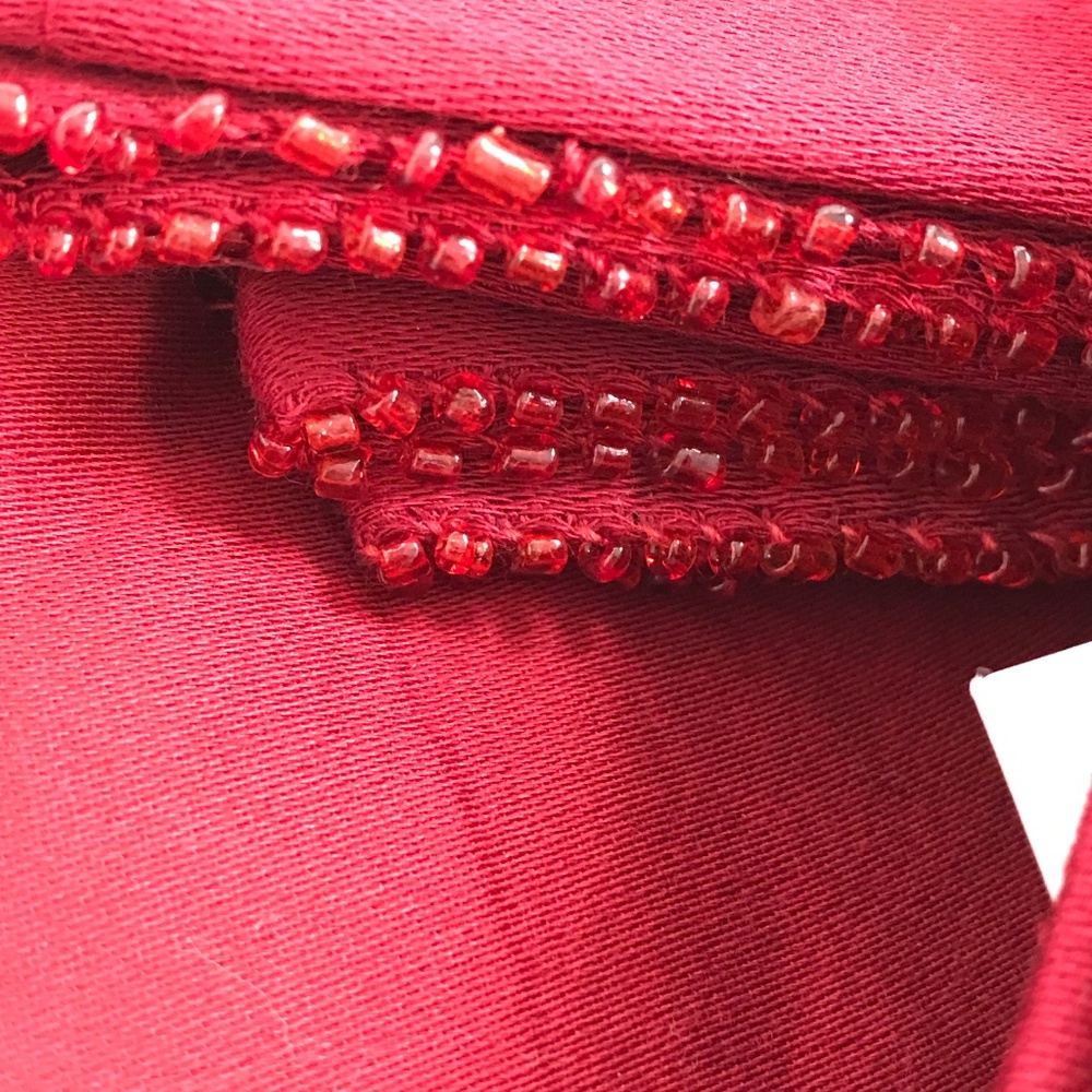 Cotton Beaded Cocktail Napkins Red NWT Set of 16 - Picture 6 of 11